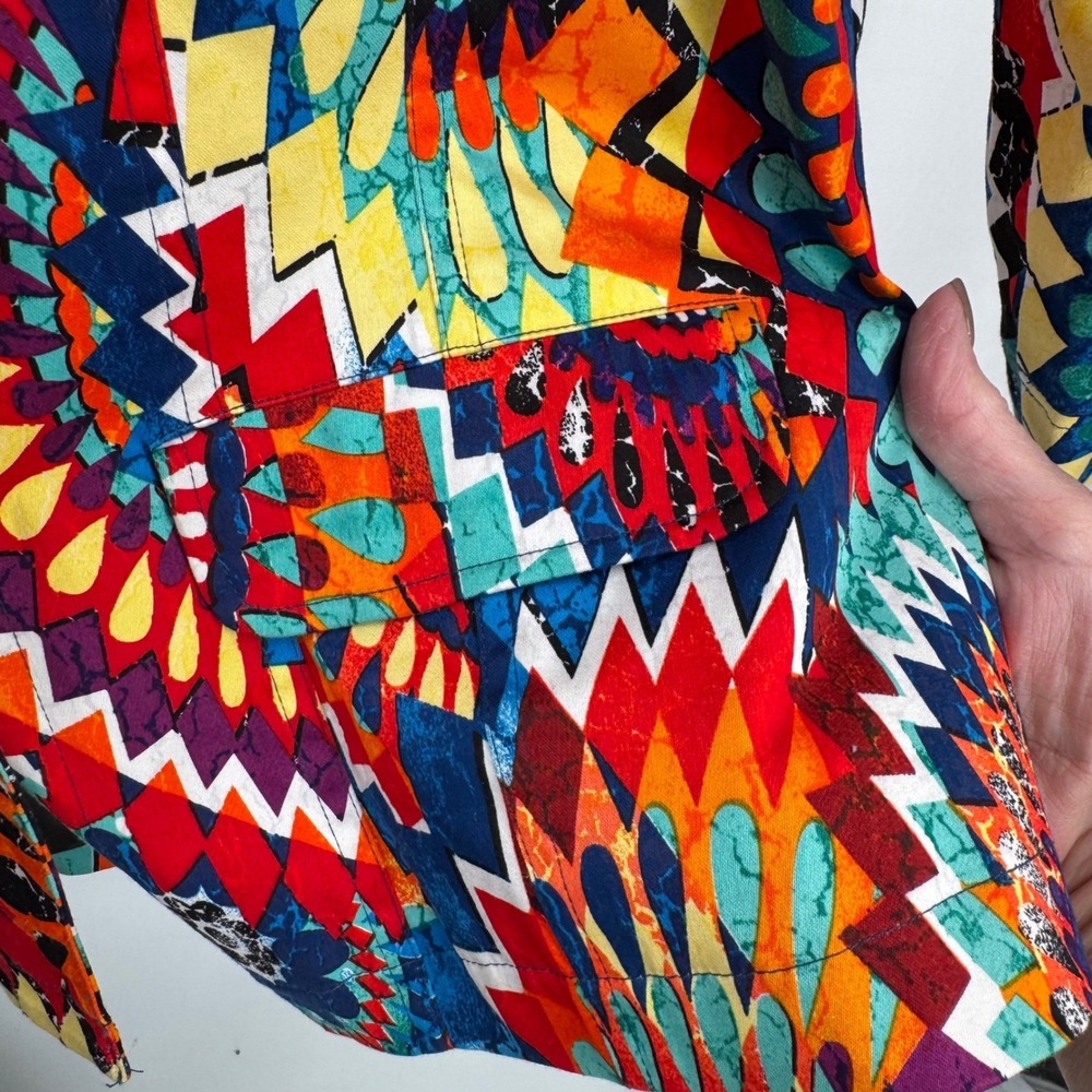 Chicos Womens Button Front Jacket‎ Maximalist Psychedelic Retro Festival Size M - Picture 6 of 8